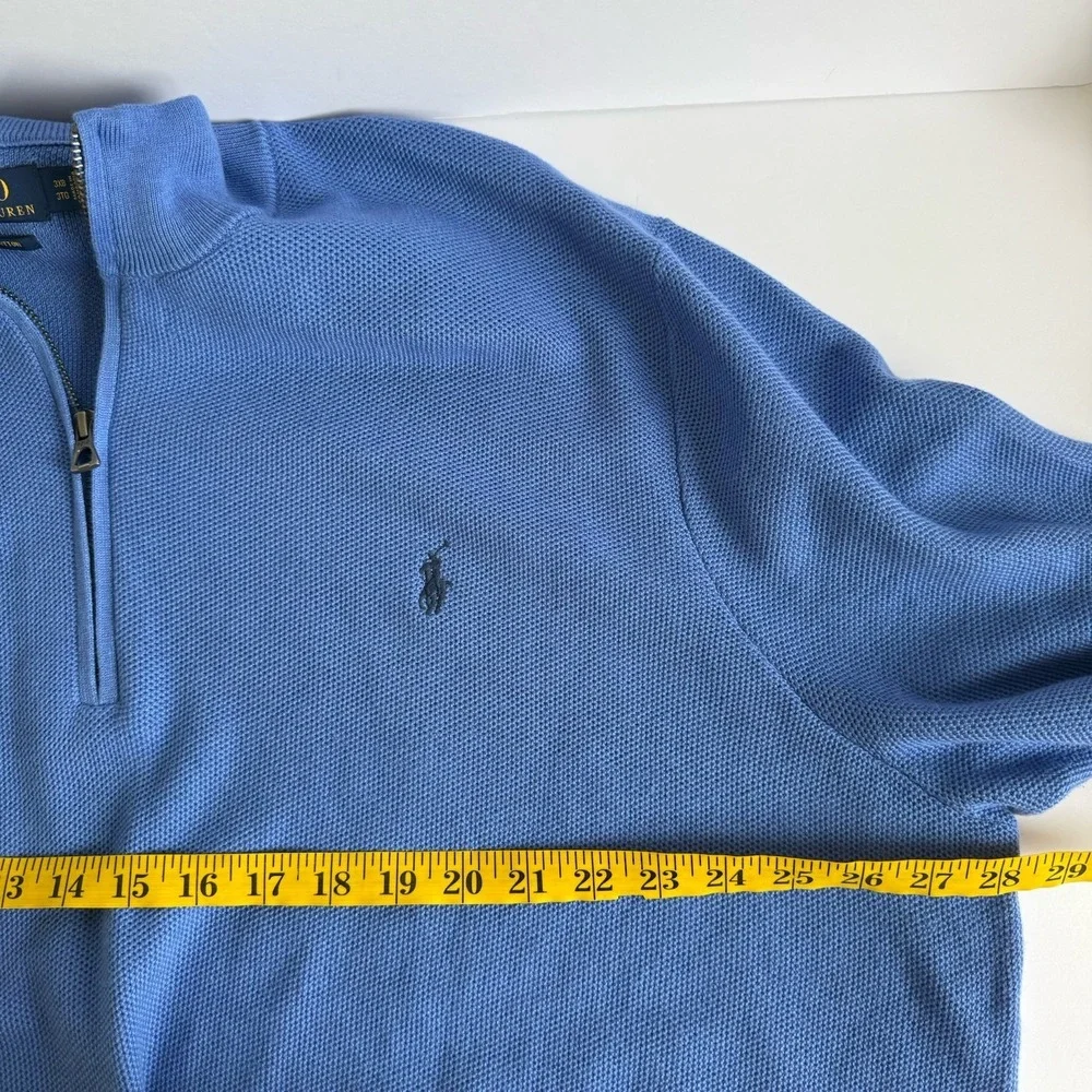 Polo Ralph Lauren  1/4 Zip Pullover Sweater Size 3XB Pima Cotton Blue Preppy